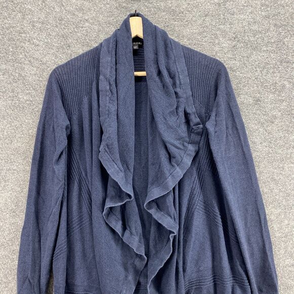 Theory Cardigan Women P Petite Blue Cotton Open Front Long Sleeve Casual Solid - Picture 3 of 9